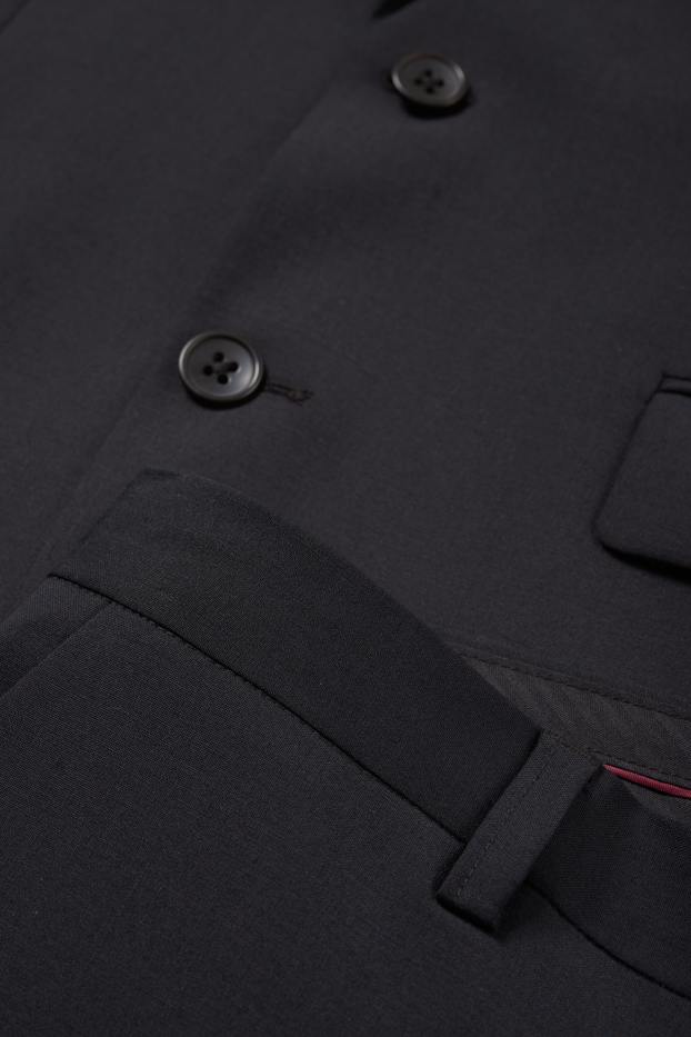 Hommes - Pantalon de costume - regular fit - Flex - laine mélangée - noir