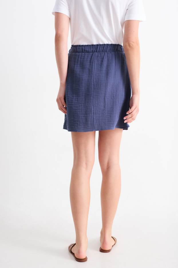 Dames - Rok van mousseline - donkerblauw