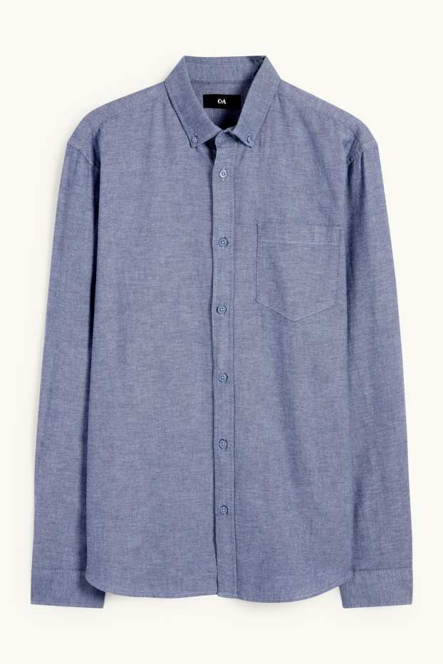 Men - Shirt - regular fit - button-down collar - dark blue