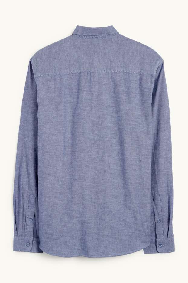 Men - Shirt - regular fit - button-down collar - dark blue