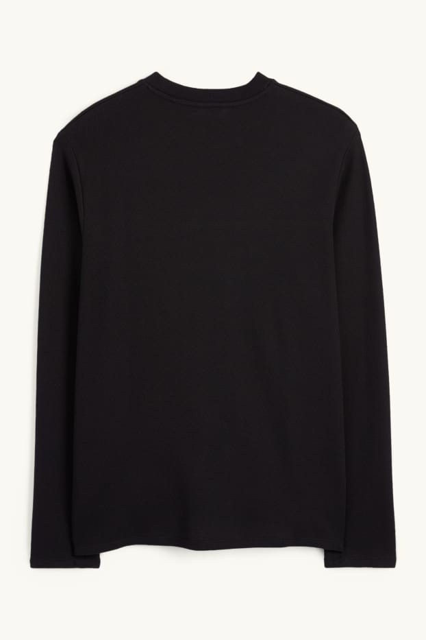 Heren - Longsleeve - met structuur - zwart