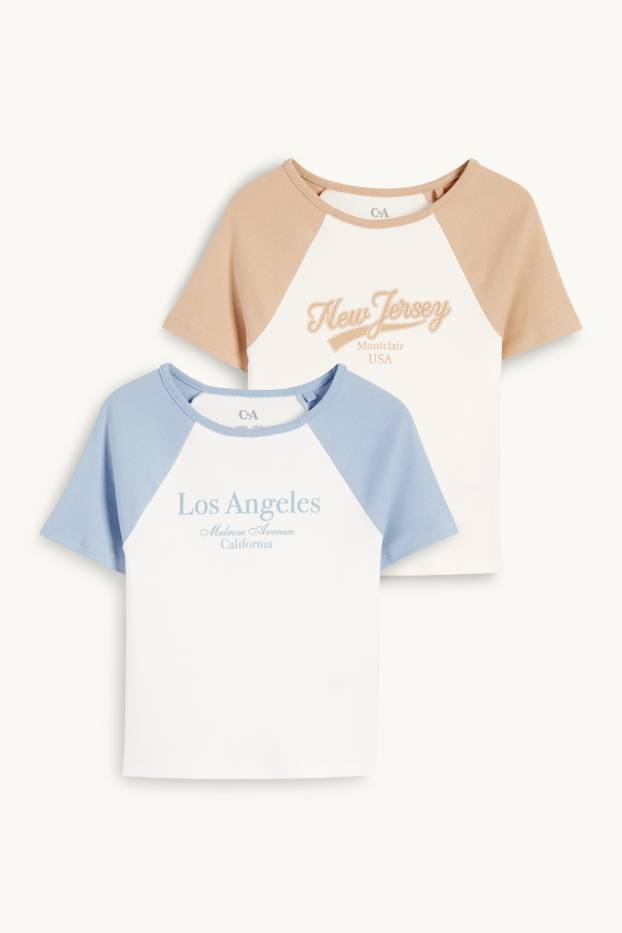 Bambine - Confezione da 2 - maglia a maniche corte - bianco