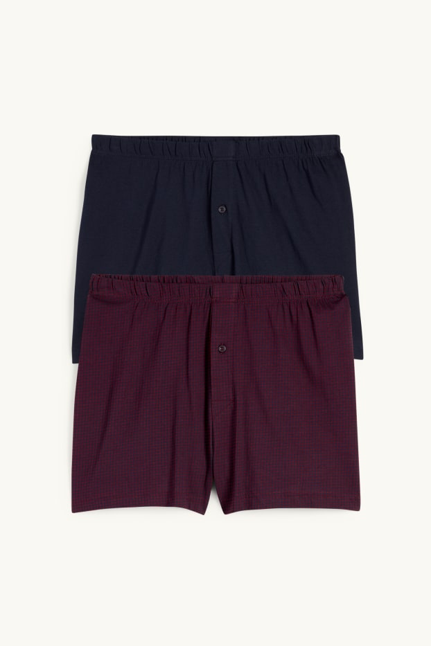 Herren - Multipack 2er - Boxershorts - Jersey - dunkelrot