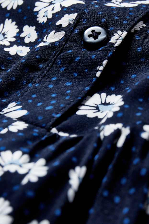 Dames - Blouse - gebloemd - donkerblauw