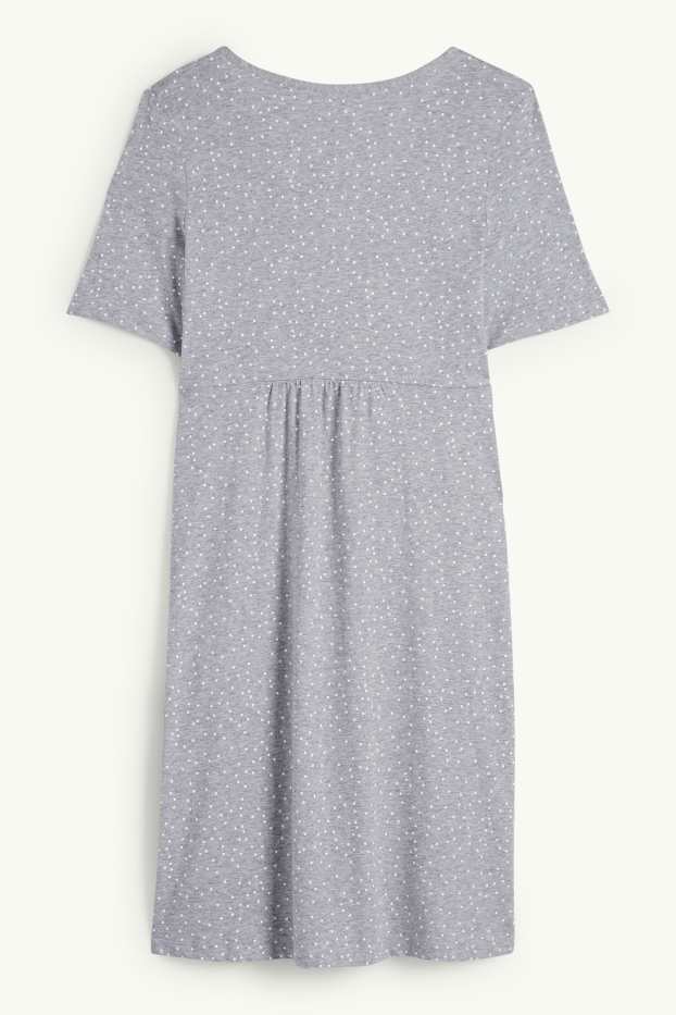 Dámské - Kojící noční košile - puntíkovaná - světle šedá-žíhaná