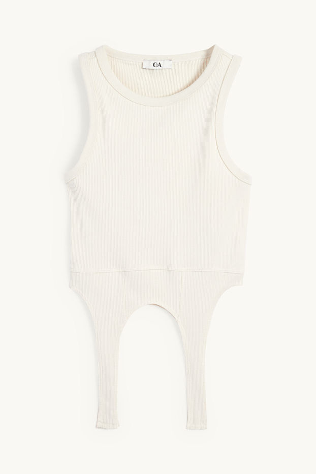 Damen - Crop Top - hellbeige