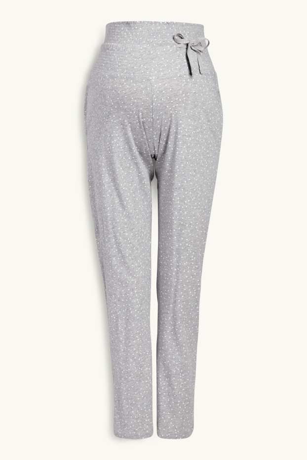 Donna - Pantaloni pigiama premaman - pois - arricciature - grigio chiaro melange