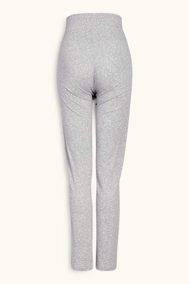 Donna - Pantaloni pigiama premaman - pois - arricciature - grigio chiaro melange