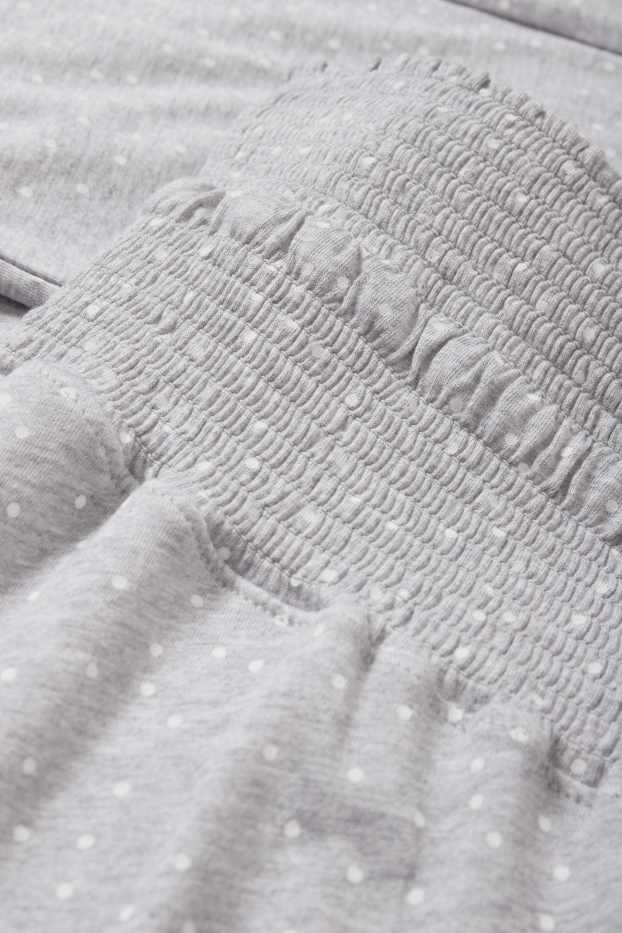 Donna - Pantaloni pigiama premaman - pois - arricciature - grigio chiaro melange