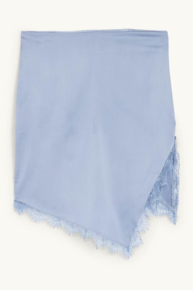 Dames - Asymmetrische rok van satijn - blauw