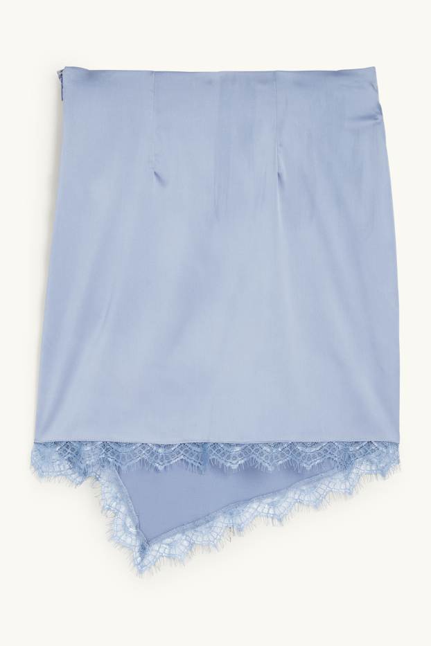 Dames - Asymmetrische rok van satijn - blauw