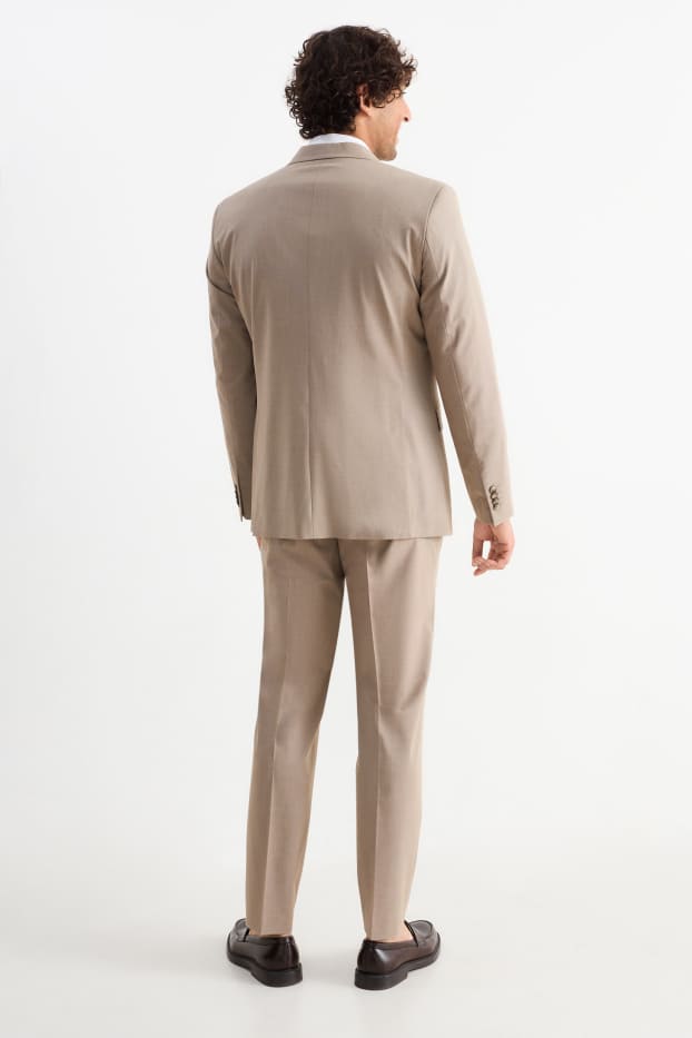 Mężczyźni - Garnitur z krawatem - regular fit - Flex - 4 Way Stretch - brązowoszary