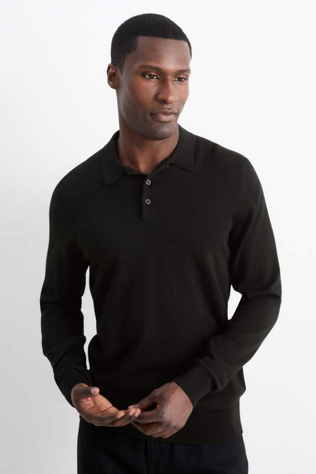 Uomo - Maglione in maglia fine - nero