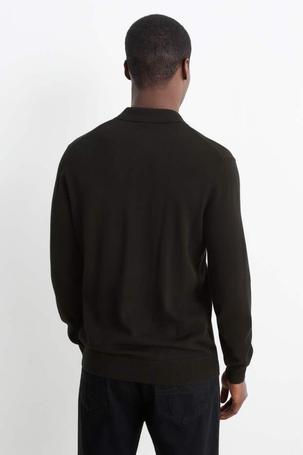 Uomo - Maglione in maglia fine - nero