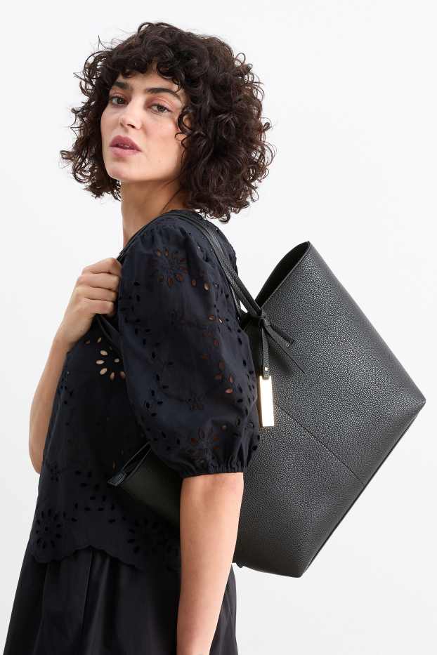 Dames - Shopper - imitatieleer - zwart