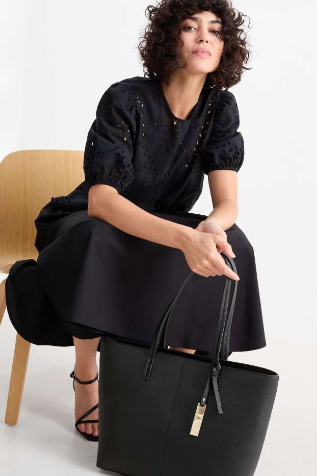 Dames - Shopper - imitatieleer - zwart