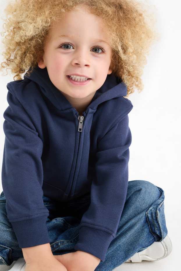 Kinder Buben - Sweatjacke mit Kapuze - dunkelblau