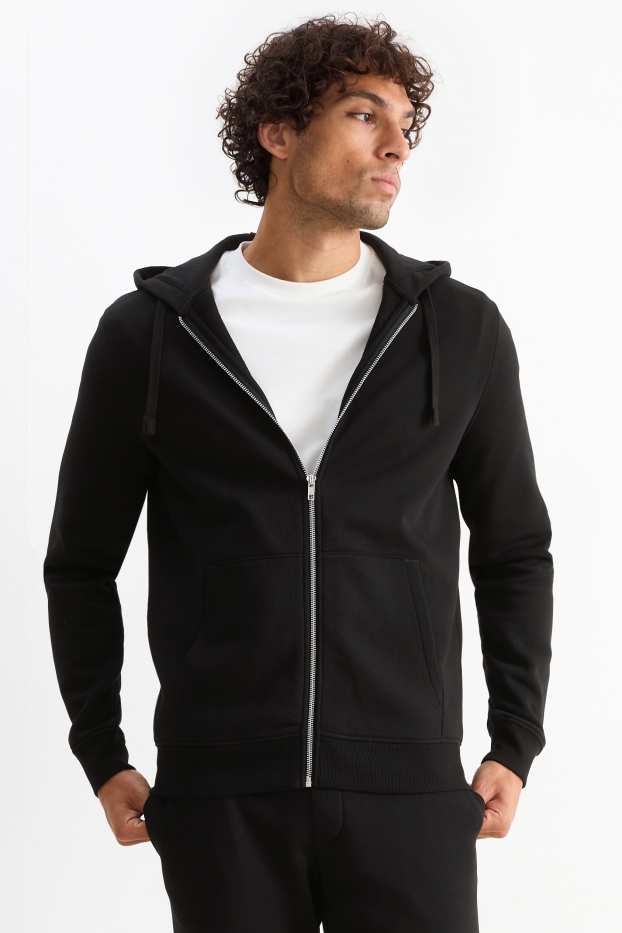 Herren - Sweatjacke mit Kapuze - schwarz