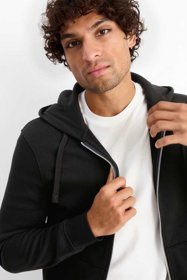 Herren - Sweatjacke mit Kapuze - schwarz