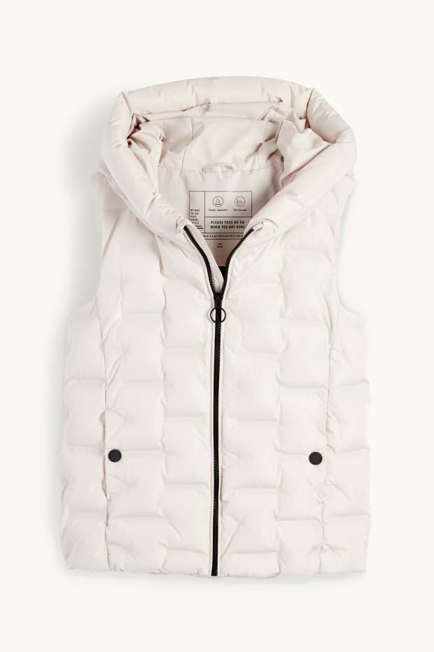 Bambine - Gilet trapuntato con cappuccio - impermeabile - beige chiaro