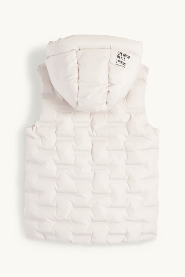 Bambine - Gilet trapuntato con cappuccio - impermeabile - beige chiaro