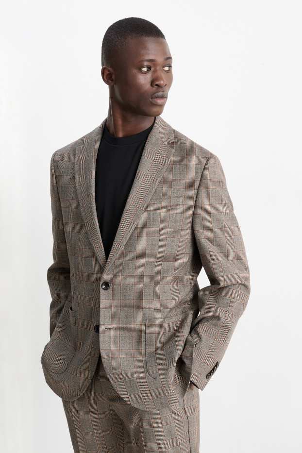 Uomo - Giacca coordinabile - slim fit - Flex - marrone