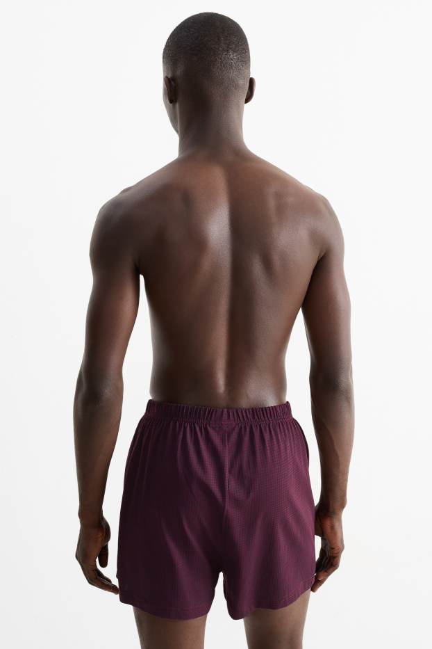 Herren - Multipack 2er - Boxershorts - Jersey - dunkelrot