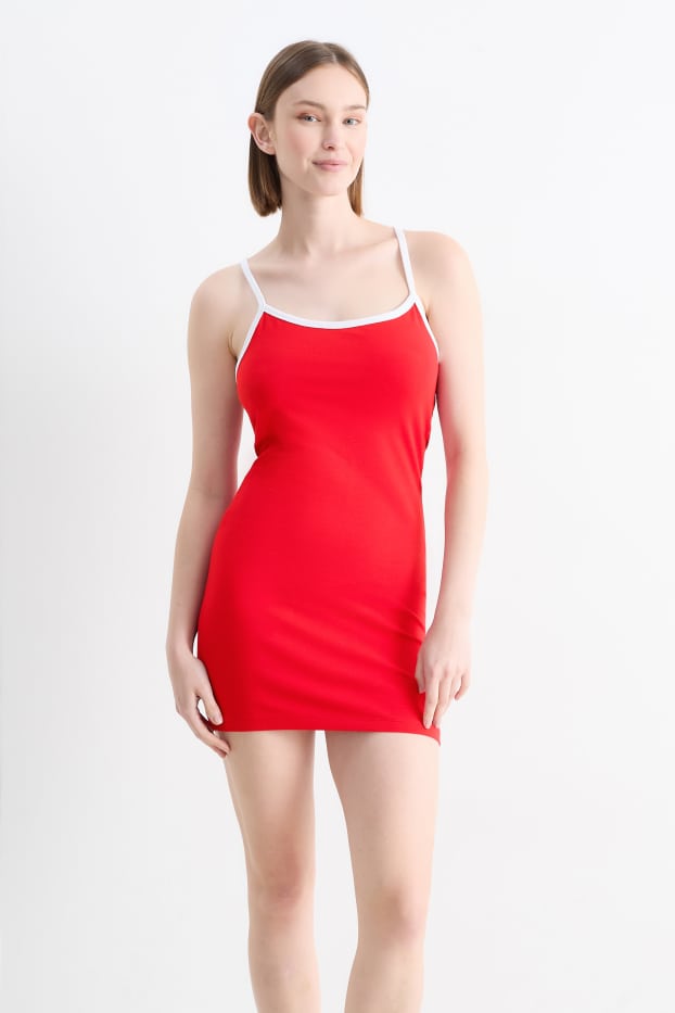 Damen - Figurbetontes Kleid - rot