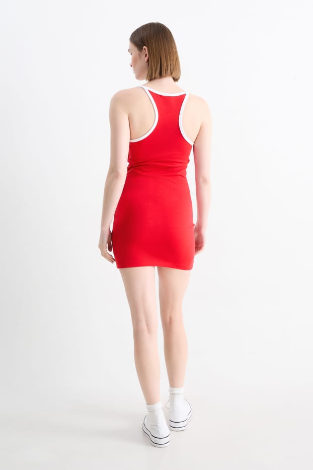Damen - Figurbetontes Kleid - rot
