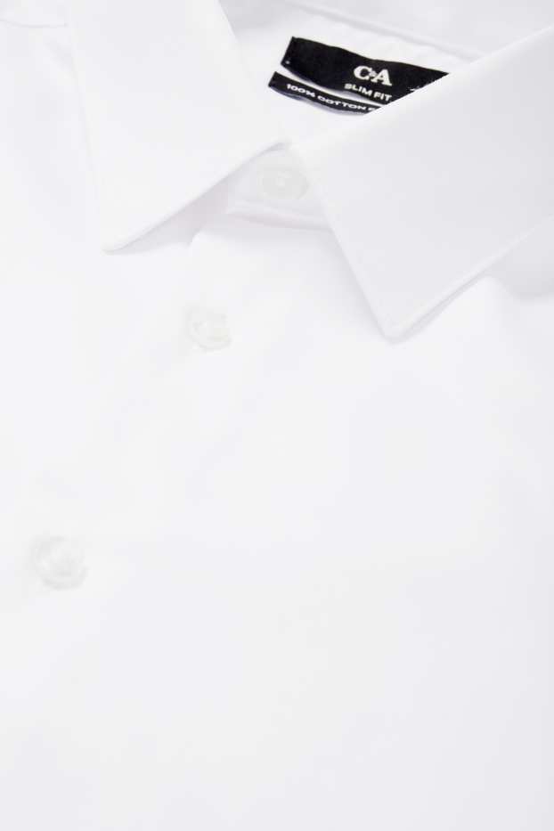 Uomo - Camicia business - slim fit - colletto alla francese - facile da stirare - bianco
