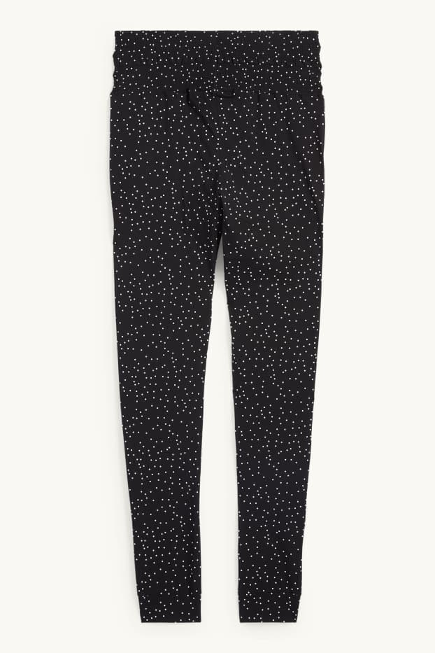 Damen - Umstands-Pyjamahose - gepunktet - schwarz
