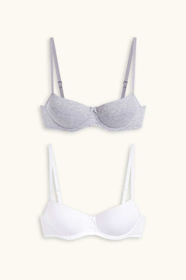 Dona - Paquet de 2 - sostenidors amb cèrcol - DEMI - enconxat - gris