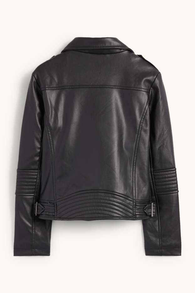 Bambine - Giacca stile motociclista - similpelle - nero