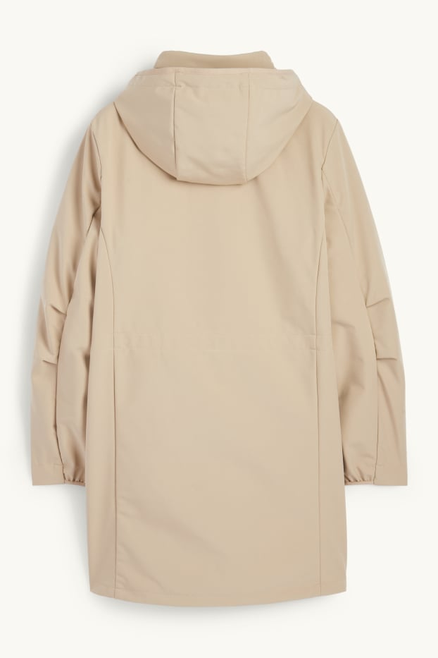 Donna - Cappotto soft shell con cappuccio - idrorepellente - 4 Way Stretch - beige