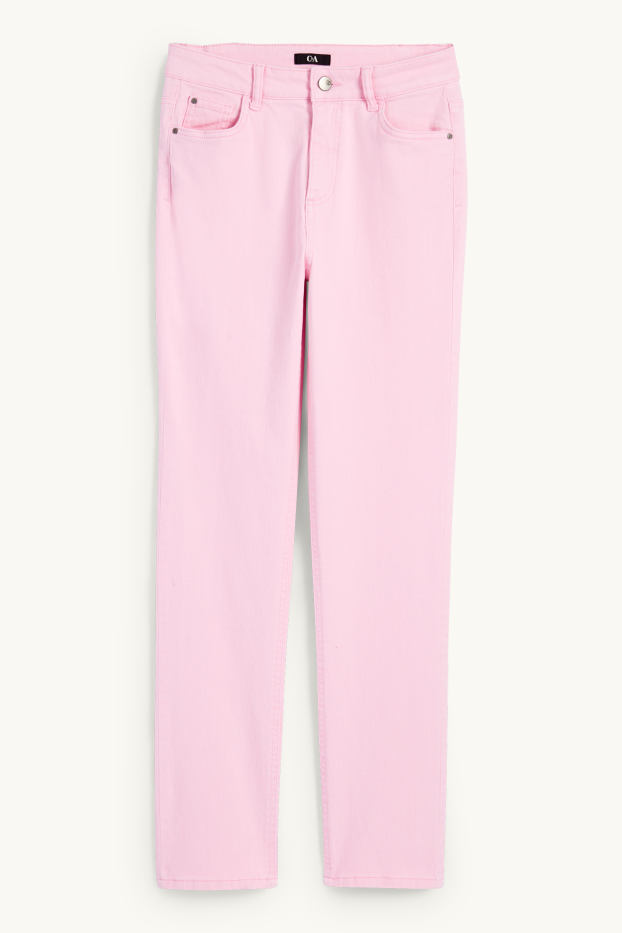 Femmes - Pantalon en toile - high waist - coupe slim - rose