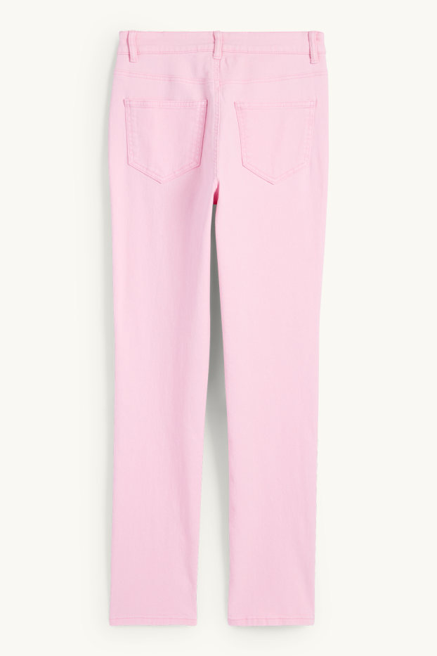 Femmes - Pantalon en toile - high waist - coupe slim - rose