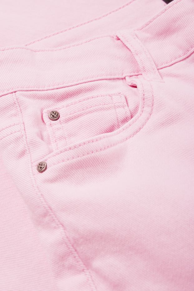 Femmes - Pantalon en toile - high waist - coupe slim - rose
