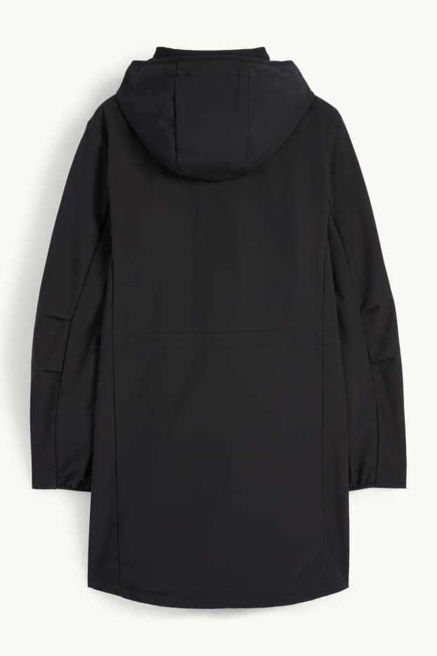 Damen - Softshellmantel mit Kapuze - wasserabweisend - 4 Way Stretch - schwarz