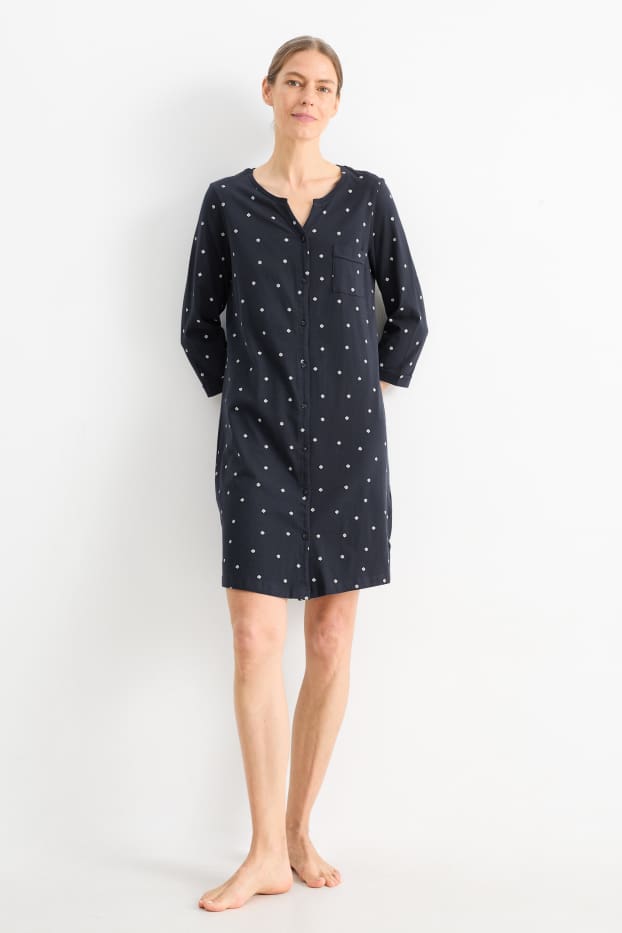 Femmes - Chemise de nuit - à fleurs - bleu foncé
