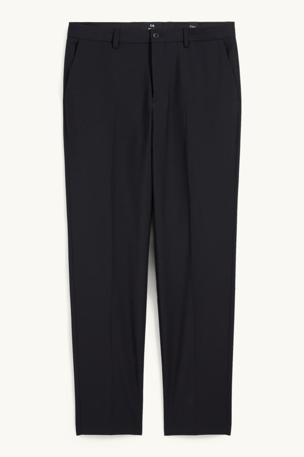 Hommes - Pantalon de costume - regular fit - Flex - laine mélangée - noir