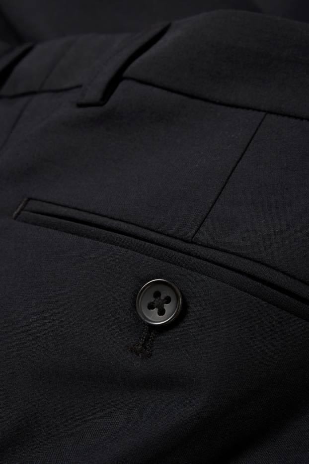 Hommes - Pantalon de costume - regular fit - Flex - laine mélangée - noir