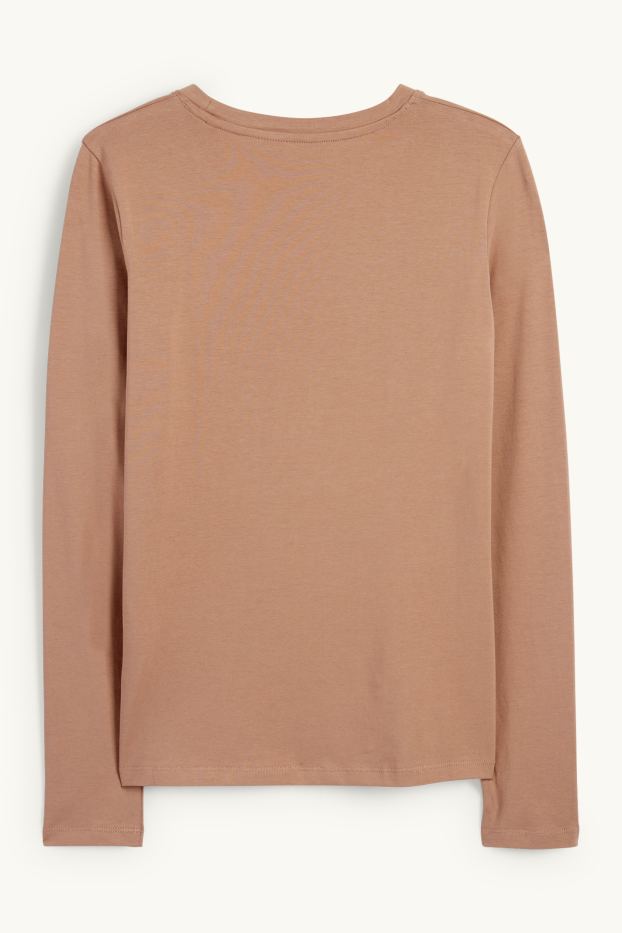 Donna - Maglia a maniche lunghe basic - marrone