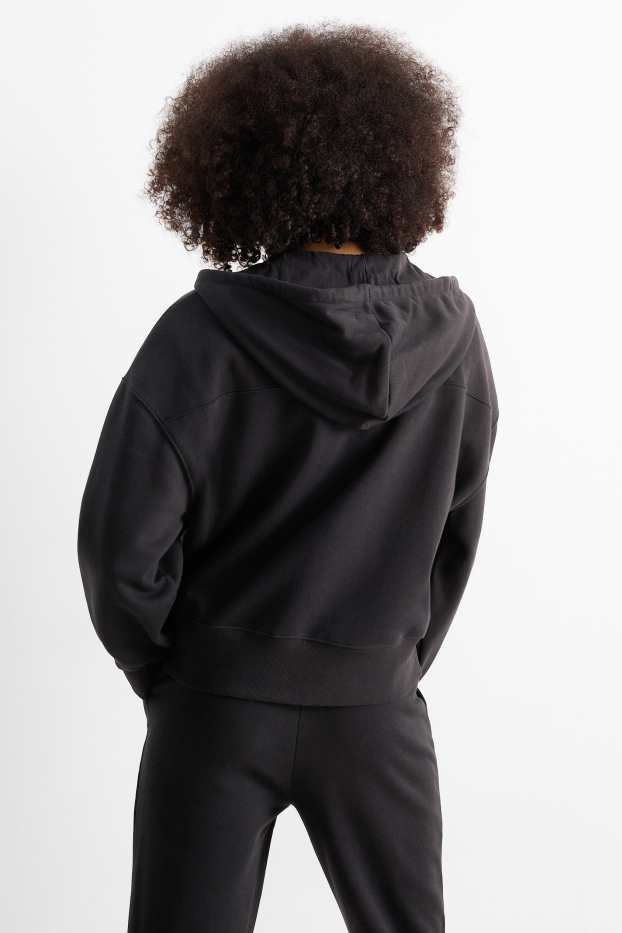 Damen - Basic-Sweatjacke mit Kapuze - schwarz