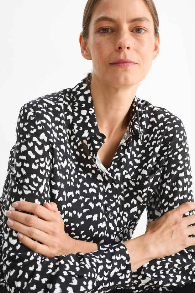 Dames - Blouse - met patroon - zwart