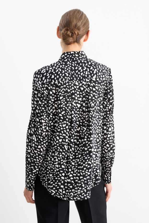Dames - Blouse - met patroon - zwart