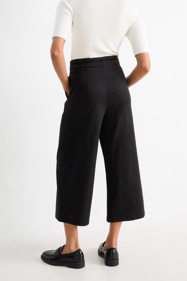 Dames - Pantalon - high waist - wide leg - zwart