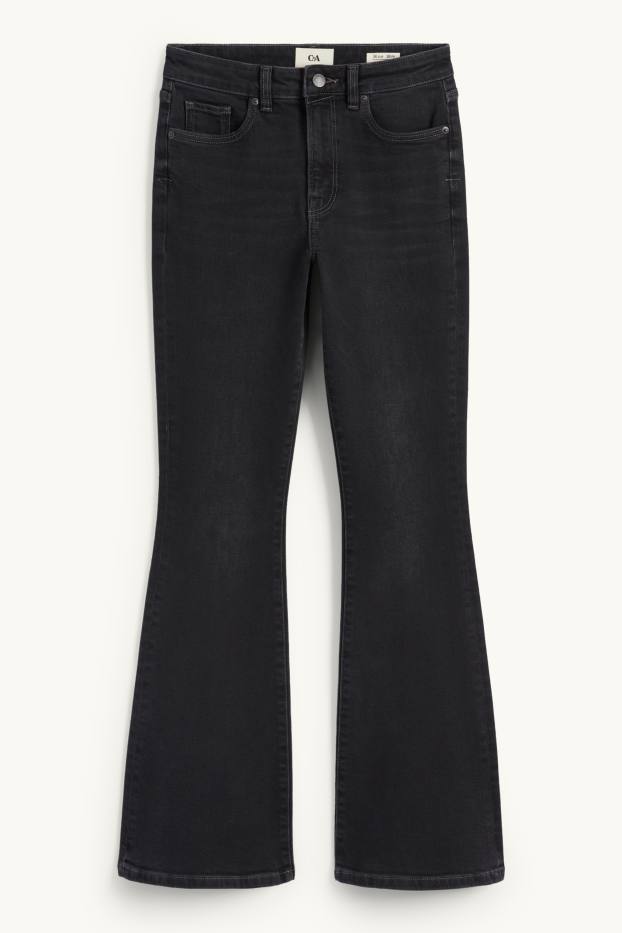 Women - Flared jeans - mid-rise waist - LYCRA® - denim-dark gray