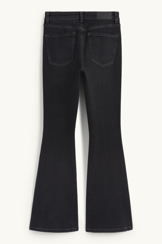 Women - Flared jeans - mid-rise waist - LYCRA® - denim-dark gray