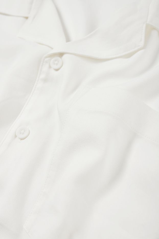 Heren - Overhemd - relaxed fit - reverskraag - crème wit