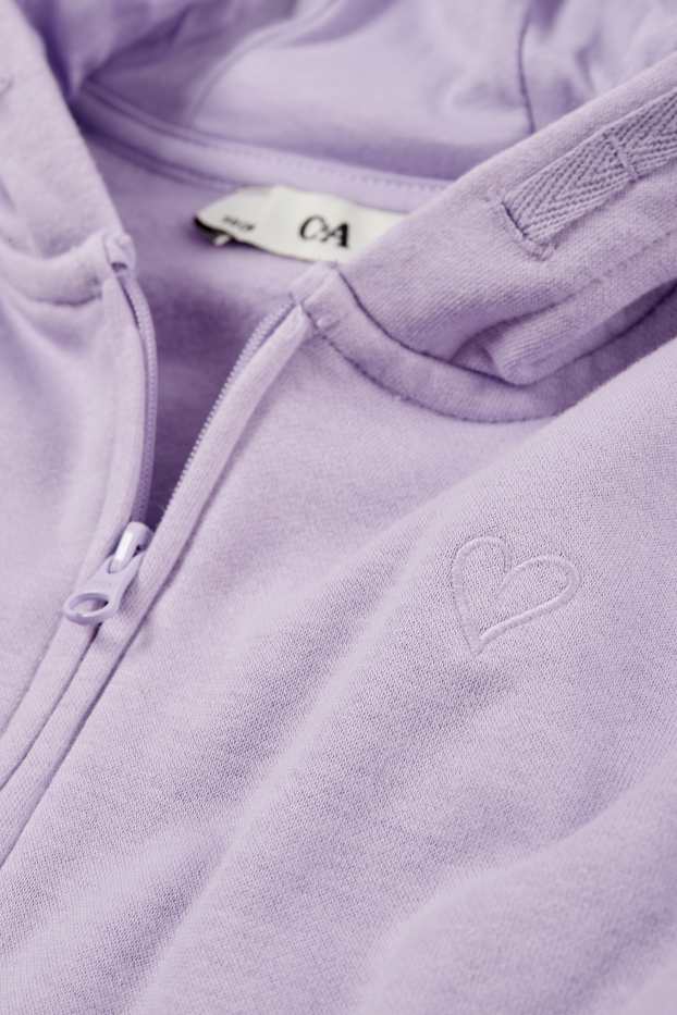 Kinder Mädchen - Herz - Sweatjacke mit Kapuze - hellviolett